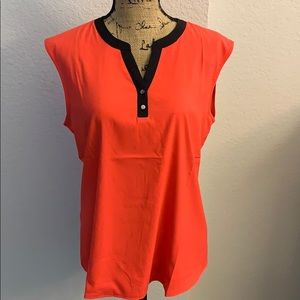 NWT coral and black sleeveless top